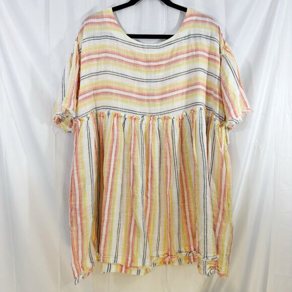 Free People Summer Nights Dress – Boho Mini Tunic in Sunray Combo, Size L - Picture 2 of 7